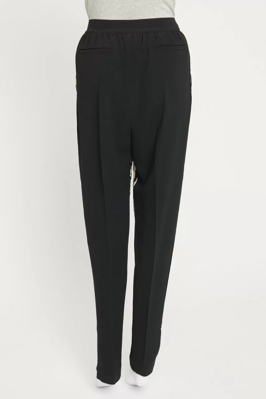 Black and White Abstract Tapered Trousers