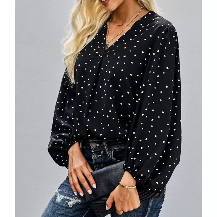 Black Balloon Sleeve Blouse