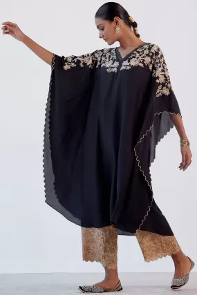 Black Embroidered Kaftan Set