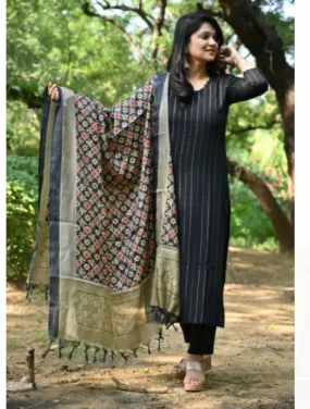 Black Khaadi Silk Straight Suit Uk Next Day