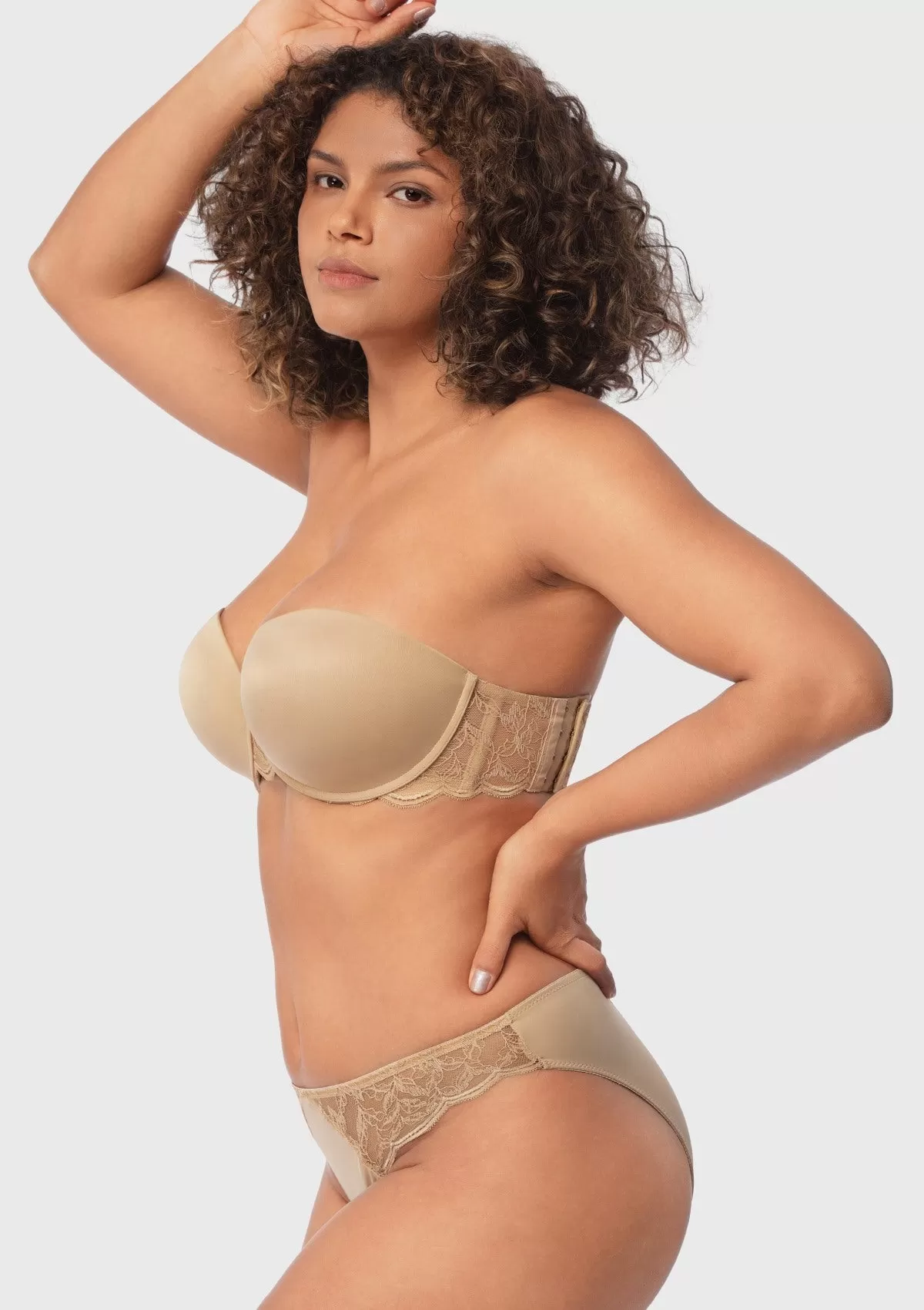 Blossom Mist Lace Trim Clear Back Strap Convertible Strapless Bra