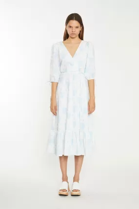 Blue Wallpaper Floral Midaxi Wrap-Dress