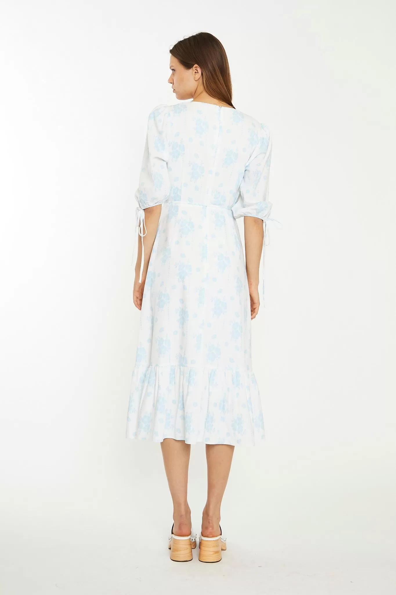 Blue Wallpaper Floral Midaxi Wrap-Dress