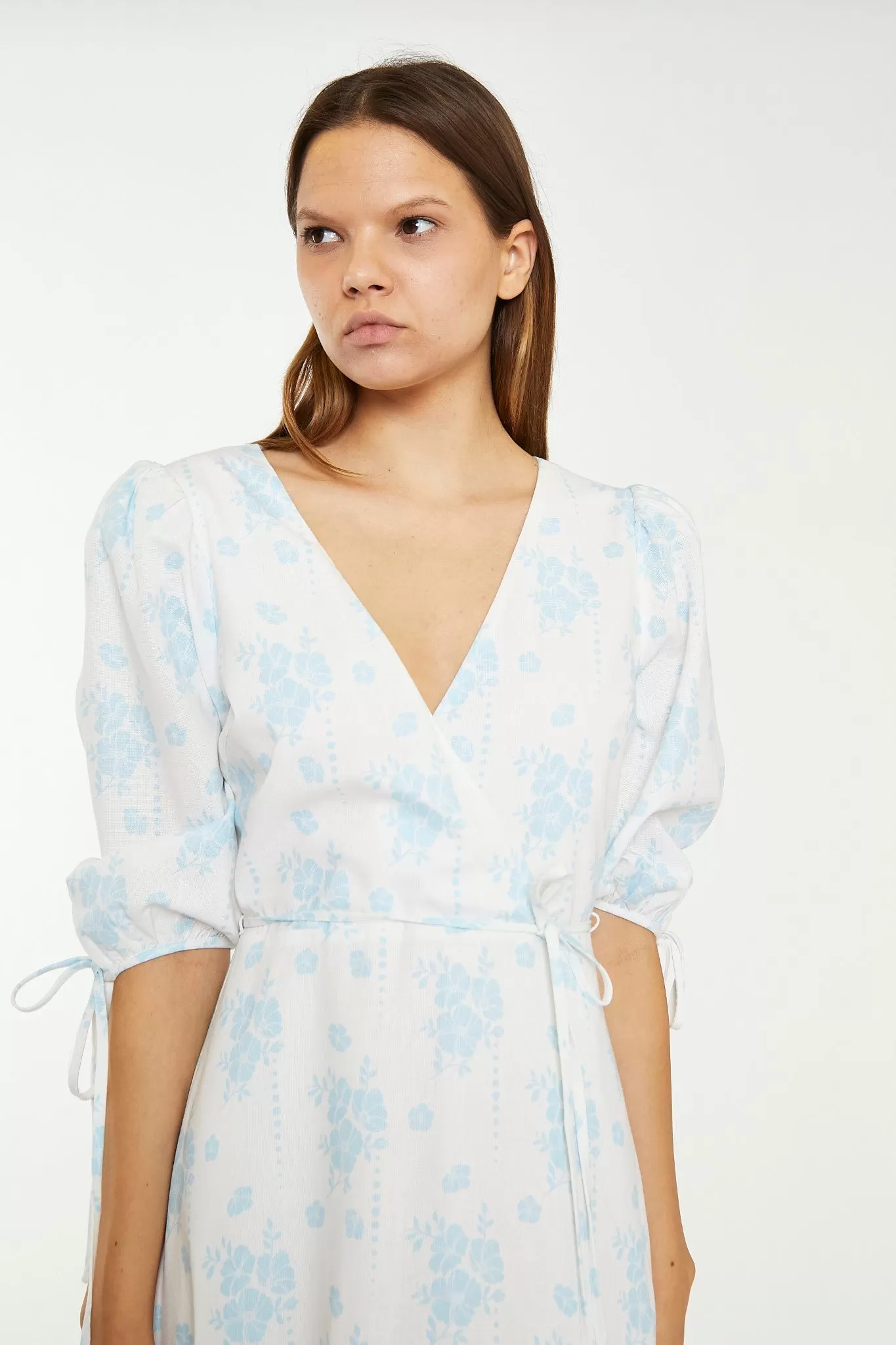 Blue Wallpaper Floral Midaxi Wrap-Dress