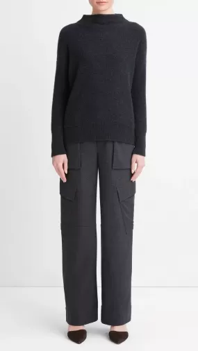 BOILED CASHMERE FUNNEL NECK PULLOVER - CHARCOAL - FINAL SALE