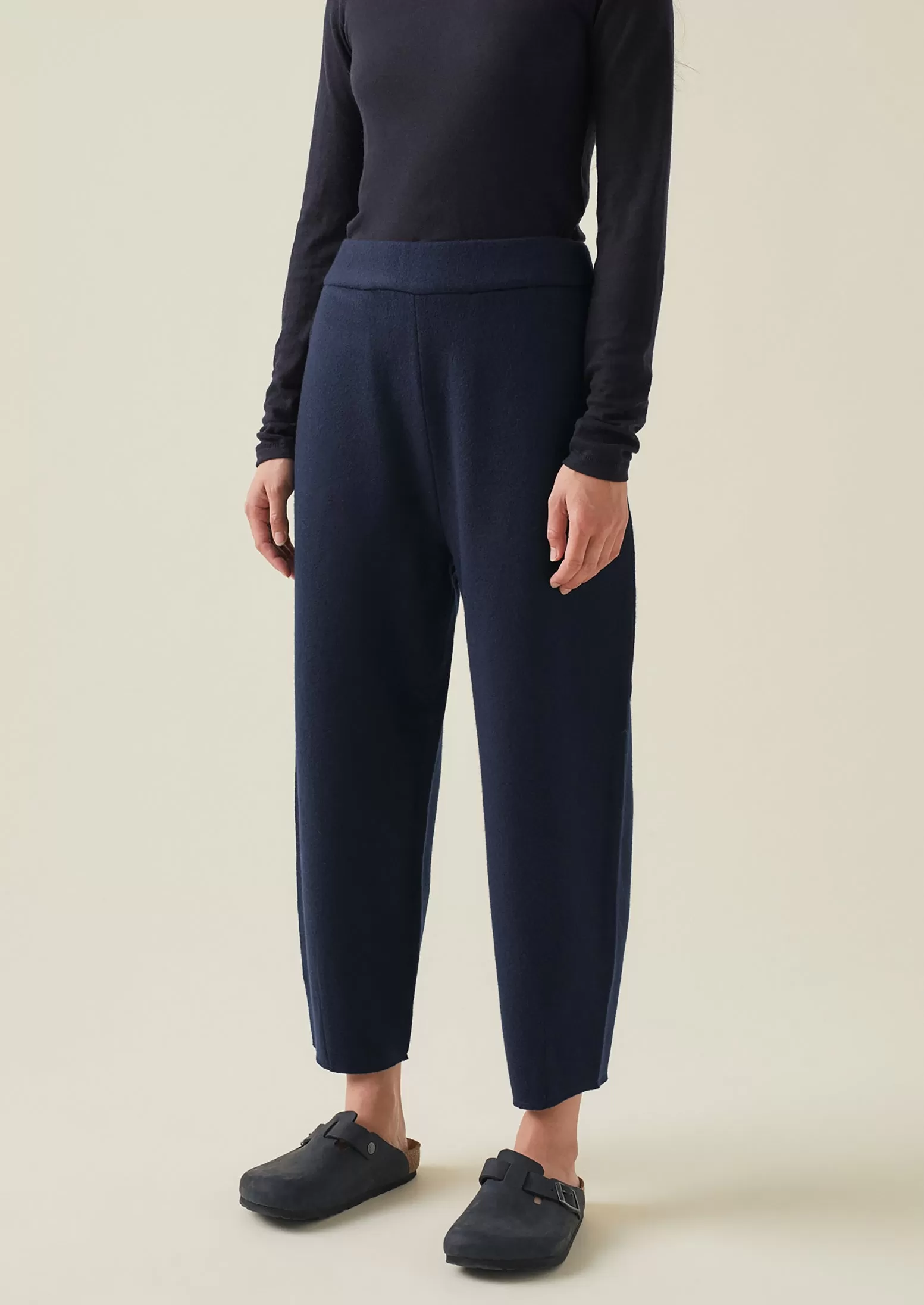 Boiled Wool Pull On Pants | Navy