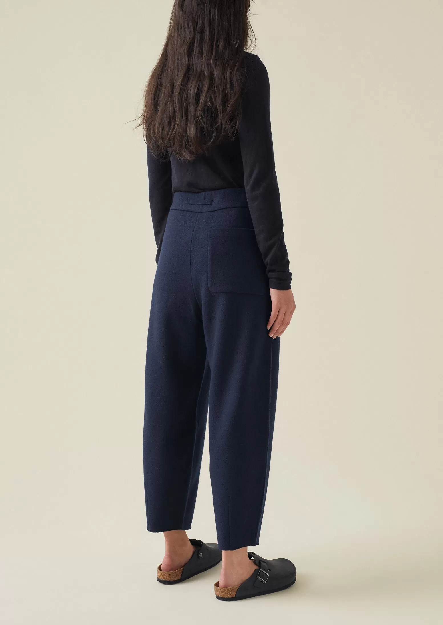 Boiled Wool Pull On Pants | Navy