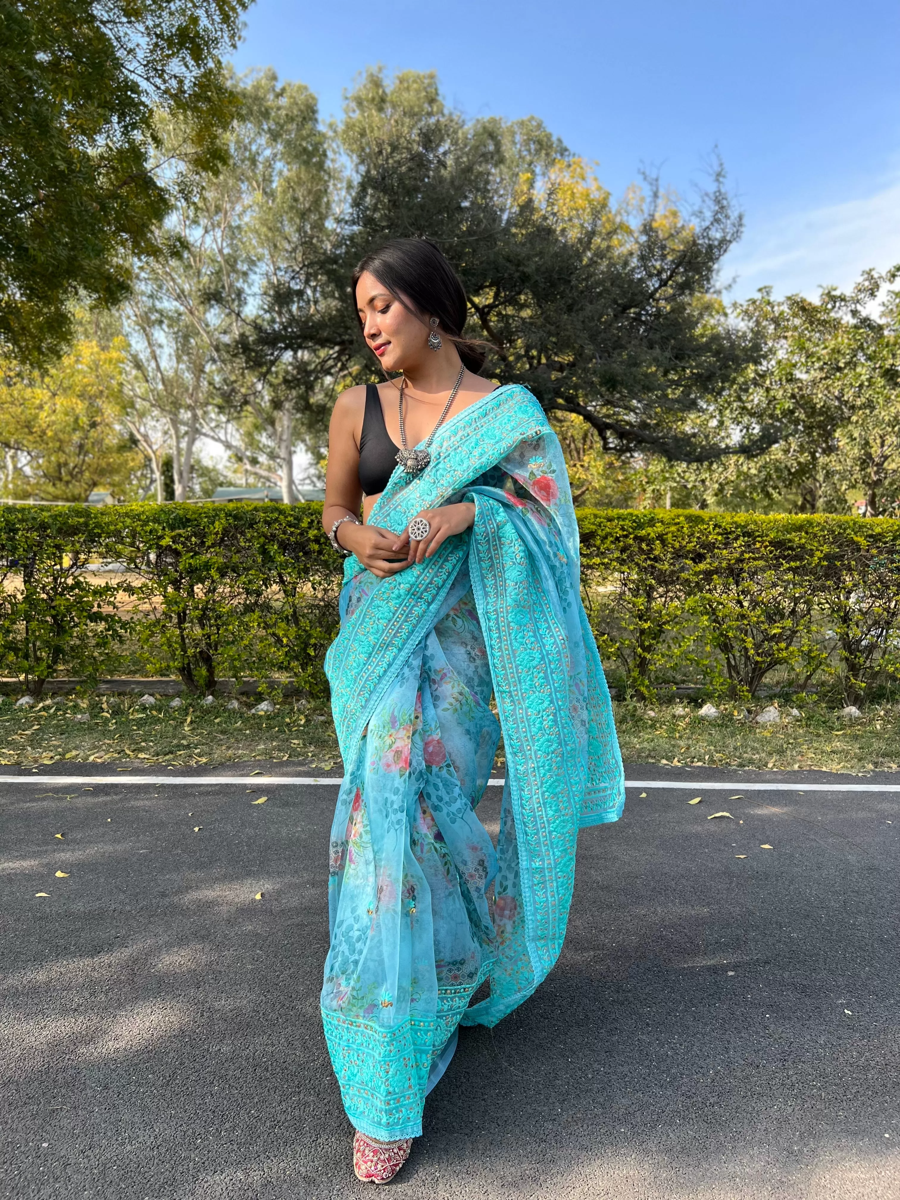 Boutique Style Saree In Blue