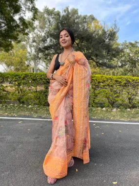 Boutique Style Saree In Peach