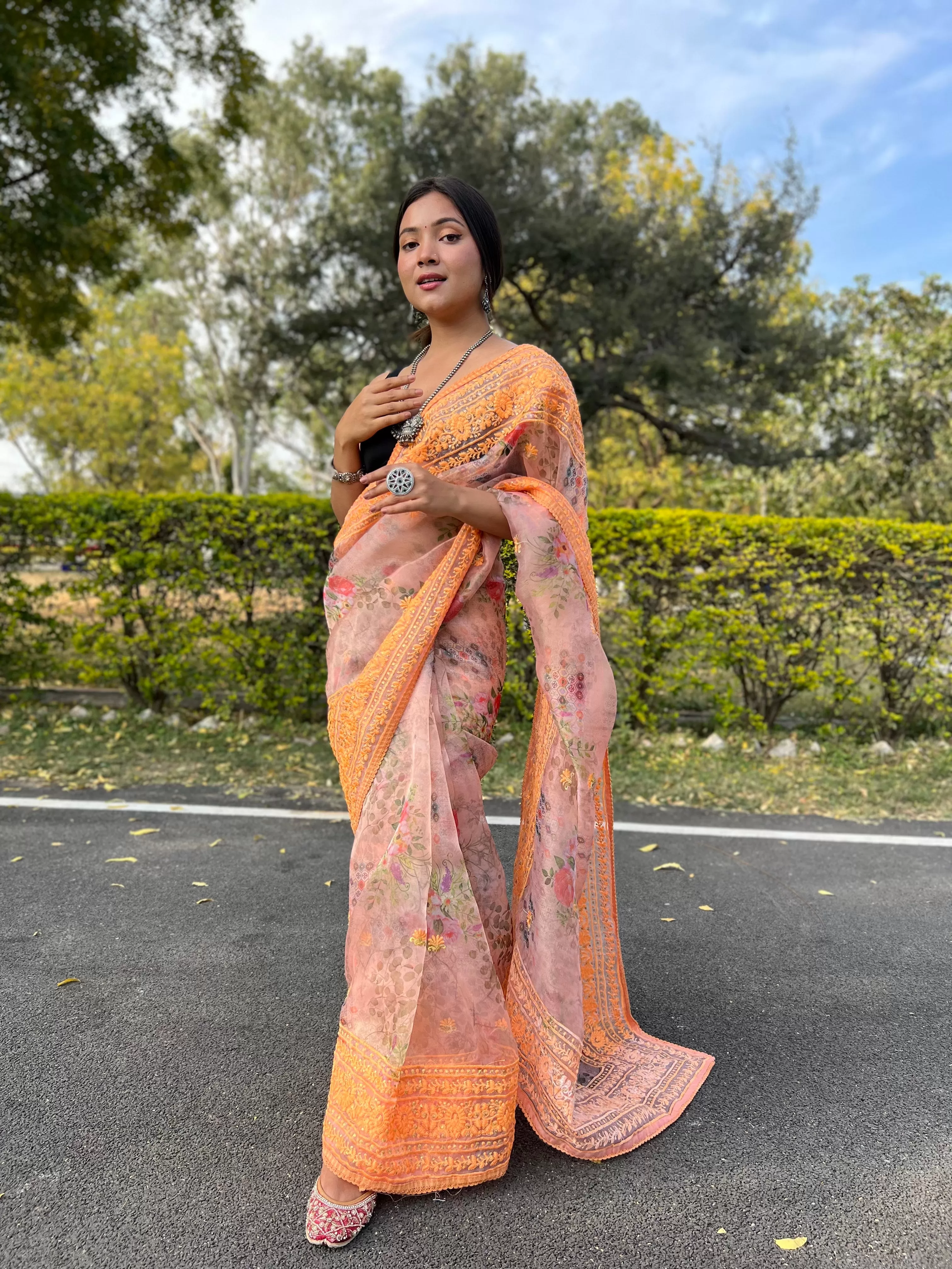 Boutique Style Saree In Peach