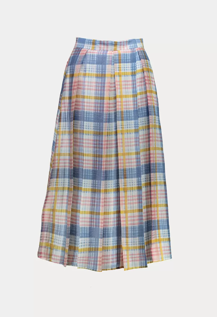 Box Pleated Checkered Skirt