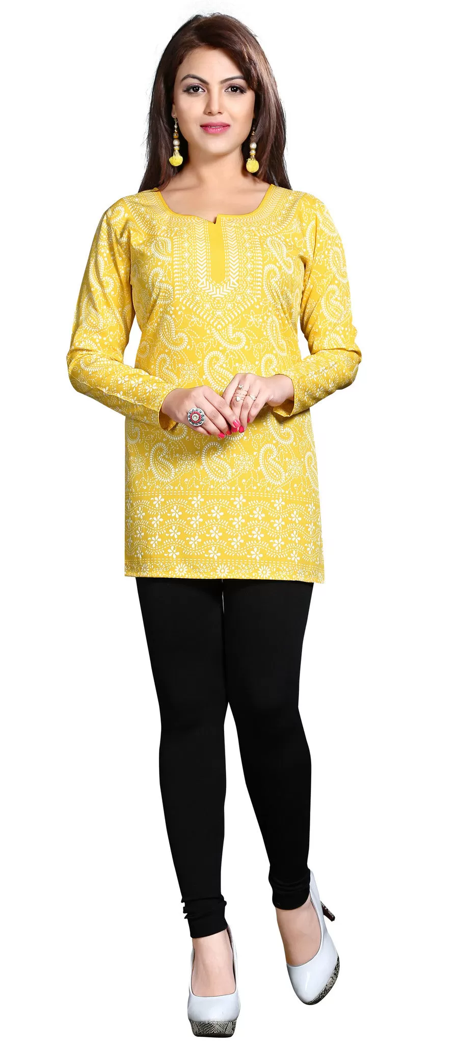 Bright Yellow Indian Kurta for Women – Stylish Short Kurti