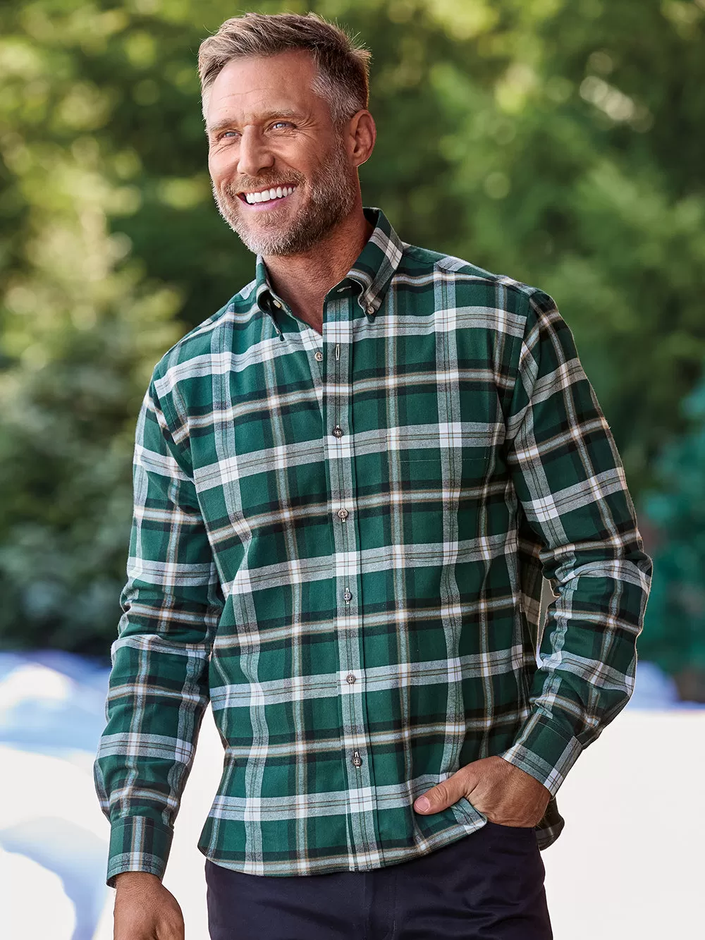 Brushed Twill Plaid Casual Shirt