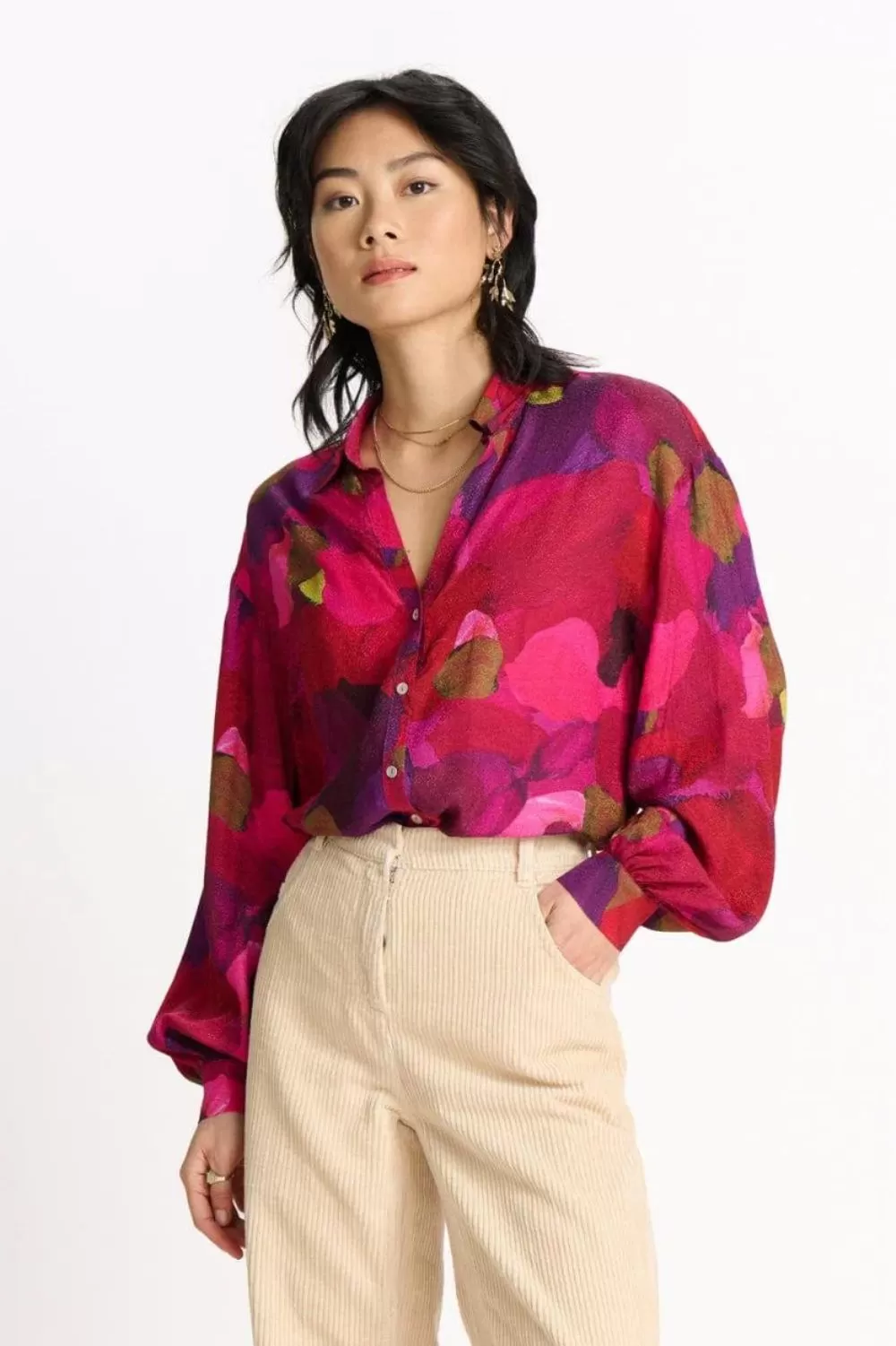 Brushwork Fiery Blouse | Pink