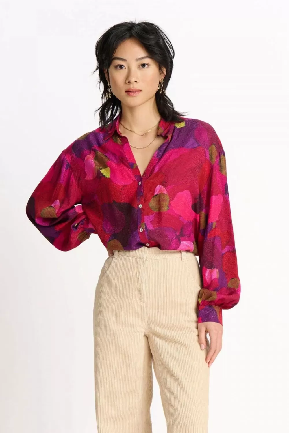 Brushwork Fiery Blouse | Pink