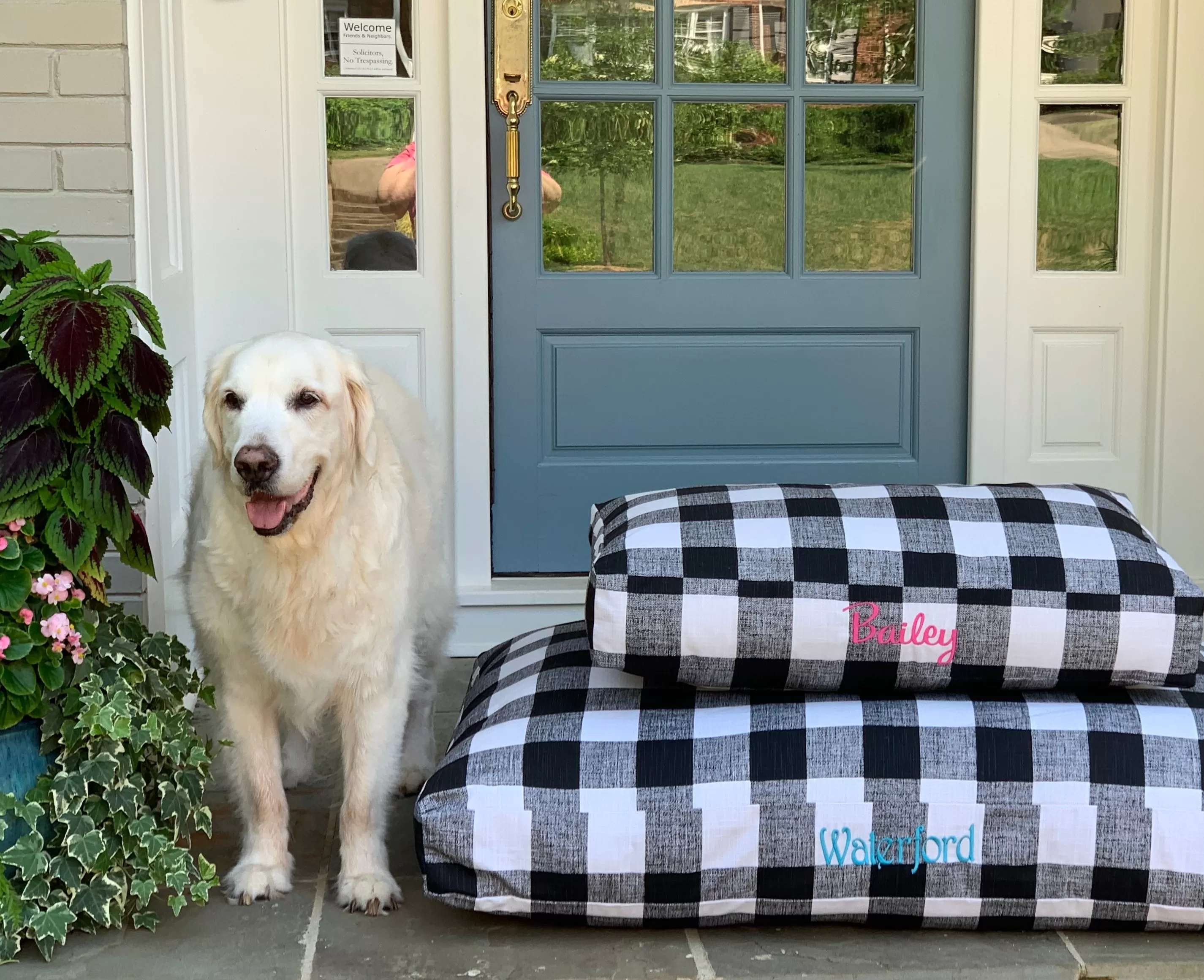 Buffalo Plaid Dog Beds with Personalization