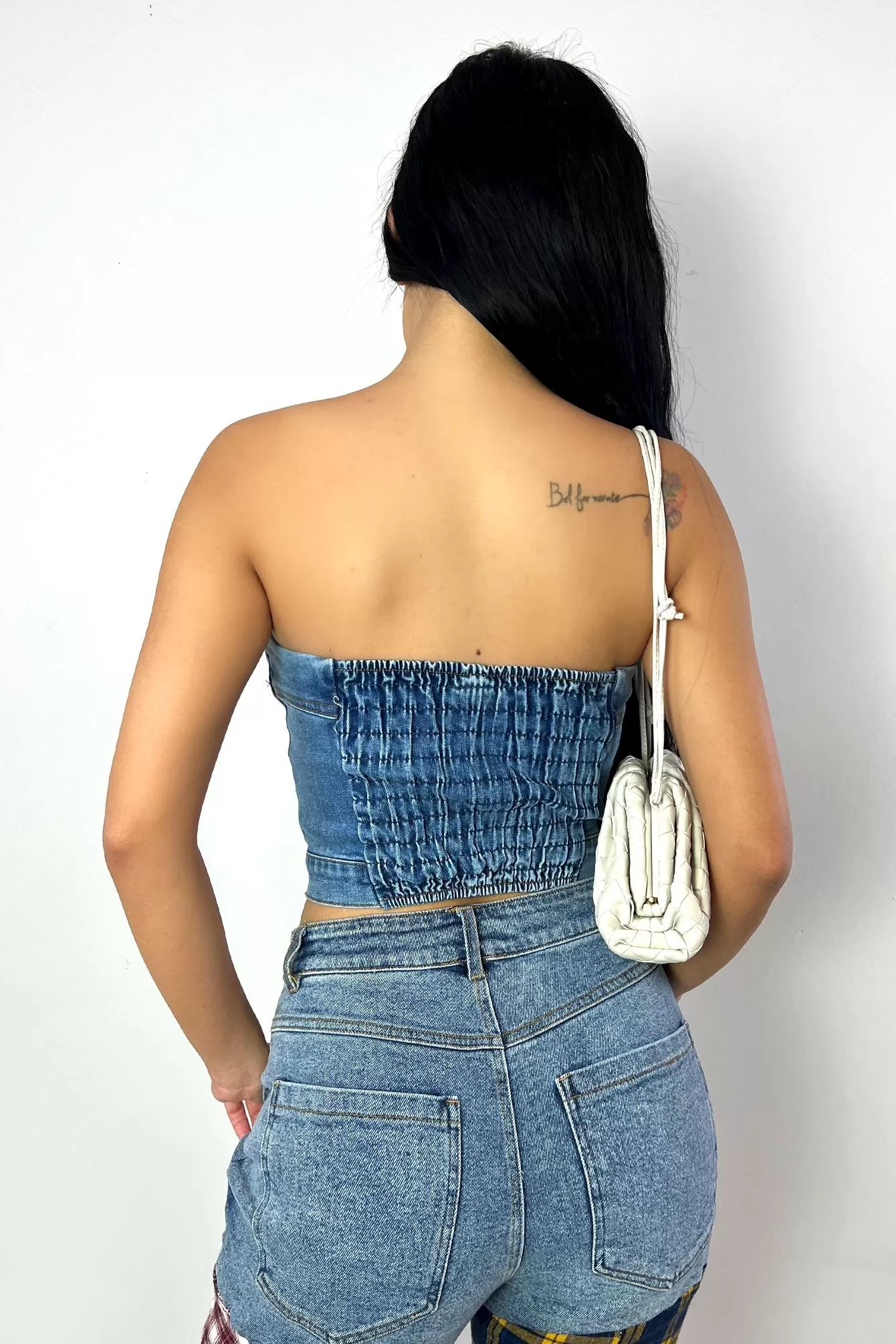 Bust Down Denim Bustier Tube Top