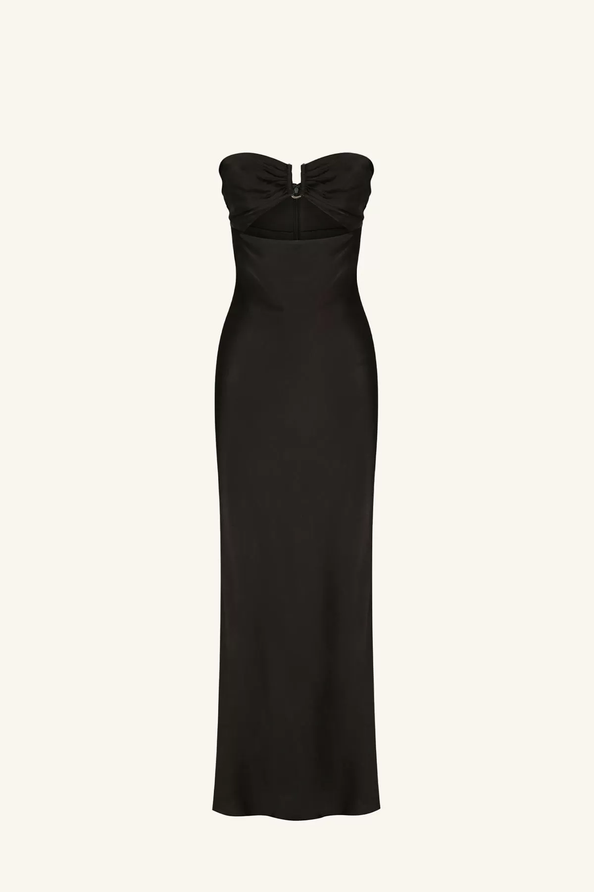 CAMILLE STRAPLESS CUT OUT MIDI DRESS - BLACK