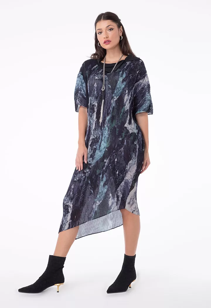 Camouflage Print  Electric Pleated Dress Combo