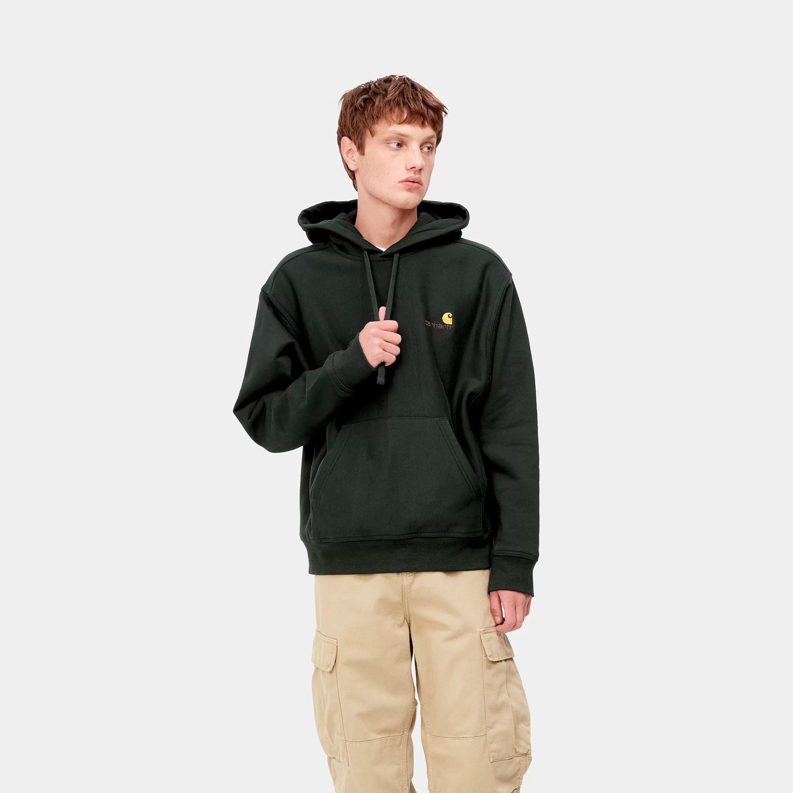 Carhartt Hooded American Script Sweat Dark Cedar