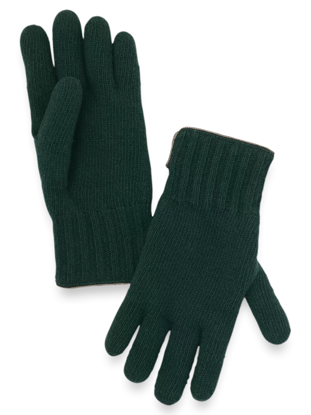 Cashmere Lined Knit Gloves - Green