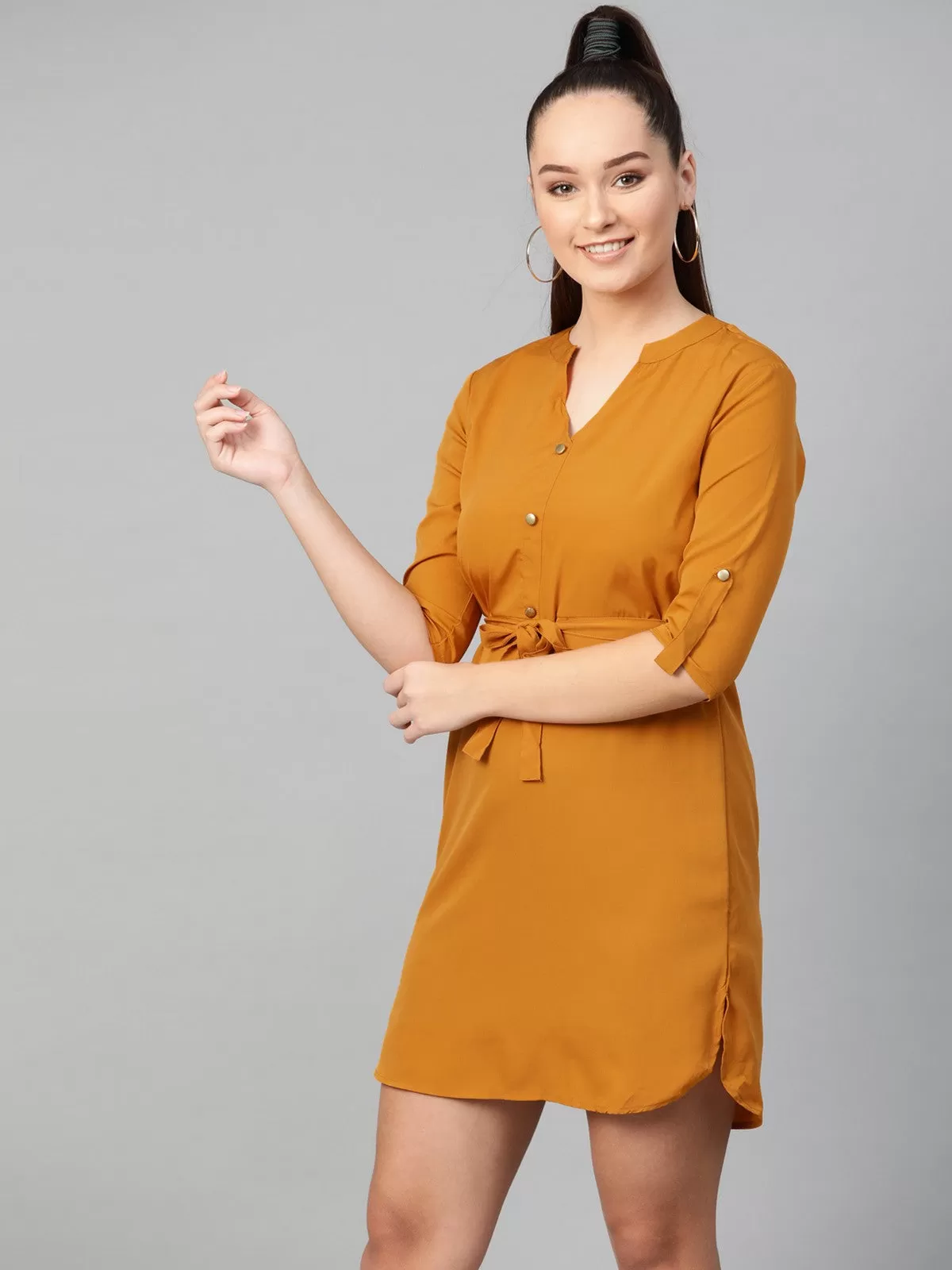 Casual Buttoned Shirt Dress