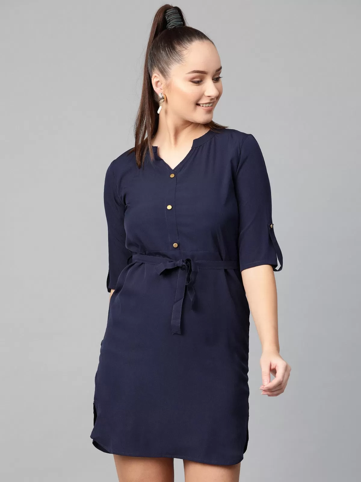 Casual Buttoned Shirt Dress