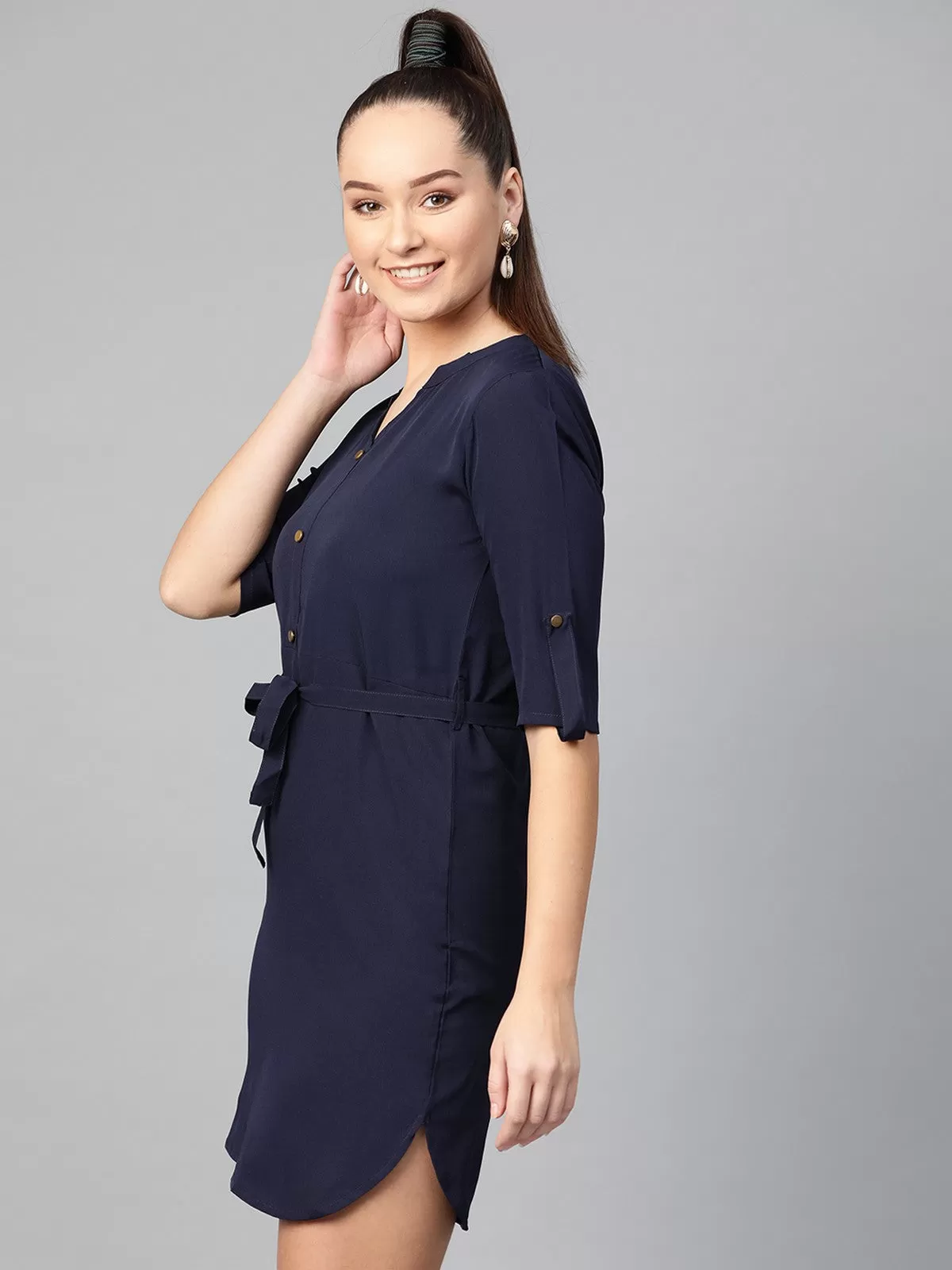 Casual Buttoned Shirt Dress