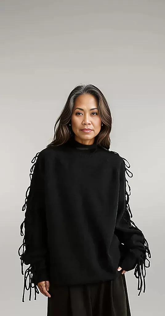 Casual Minimal Goth Tassel Design Pullover