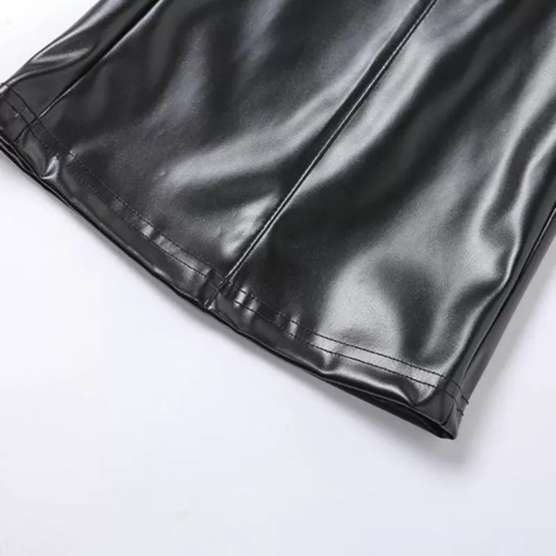 Casual Straight Faux Leather Pants