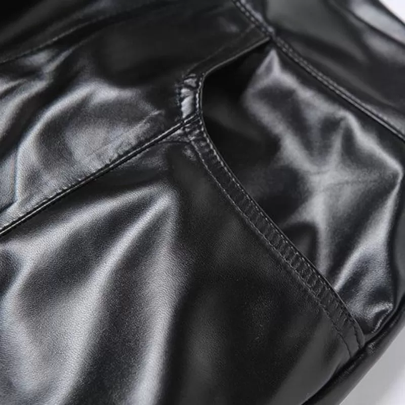 Casual Straight Faux Leather Pants