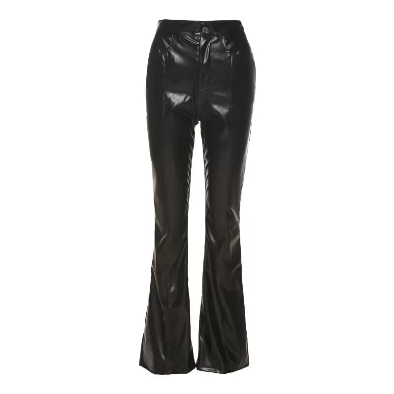 Casual Straight Faux Leather Pants