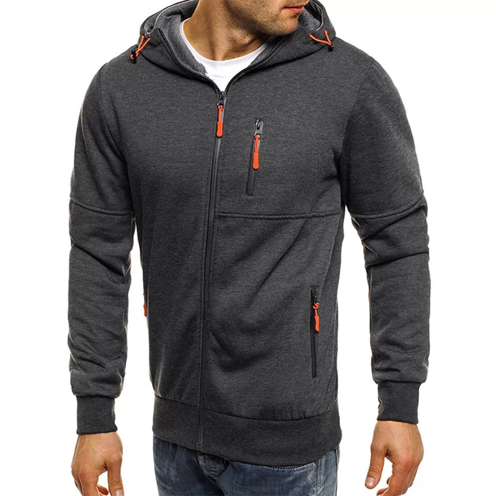 CASUAL THICKEN ZIPPER HOODED JACKET