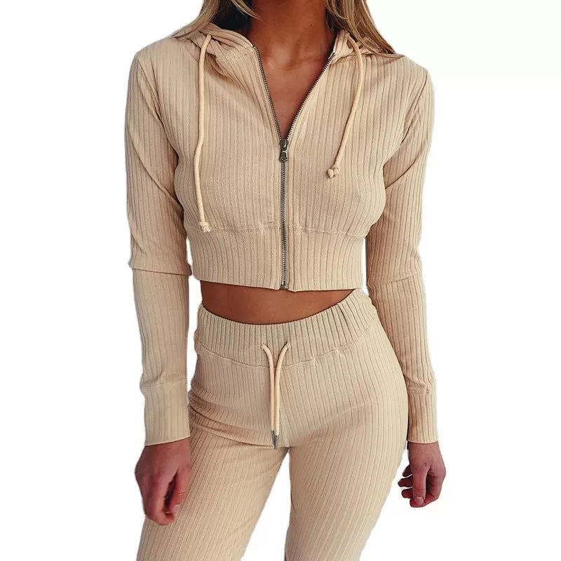 Casual Two Piece Cropped Top and Pants Set