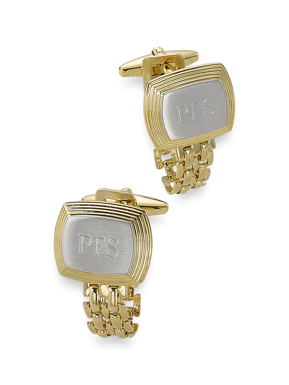 Chain Wrap Engravable Cufflinks - Gold/silver