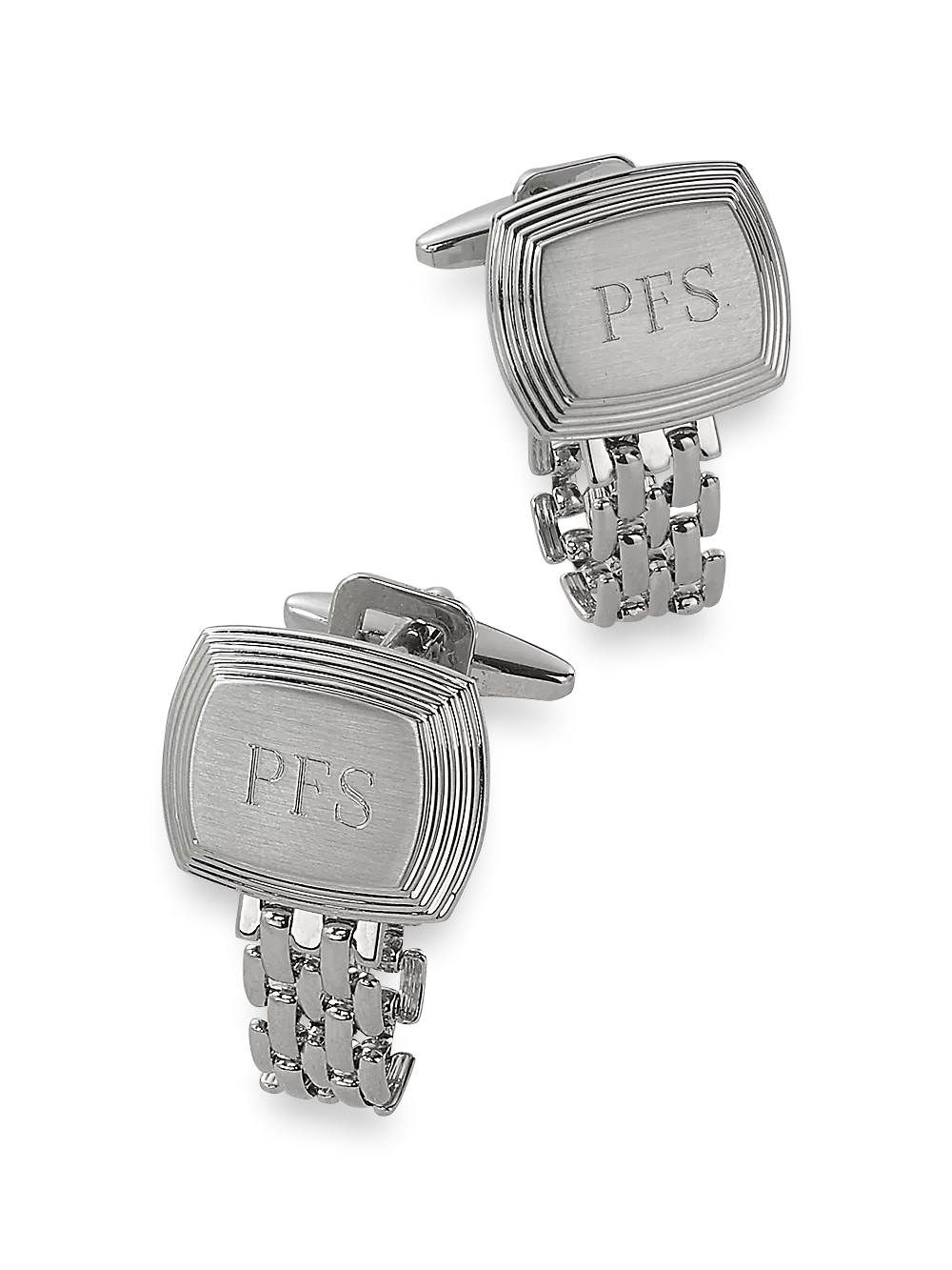 Chain Wrap Engravable Cufflinks - Silver