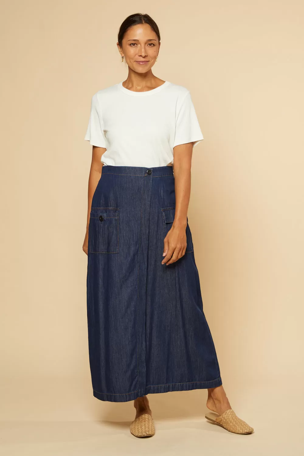 Charley Pocket Skirt in Dark Wash