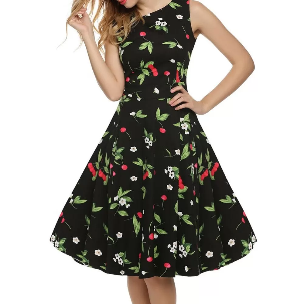 Cherry High Neck Sleeveless Dress