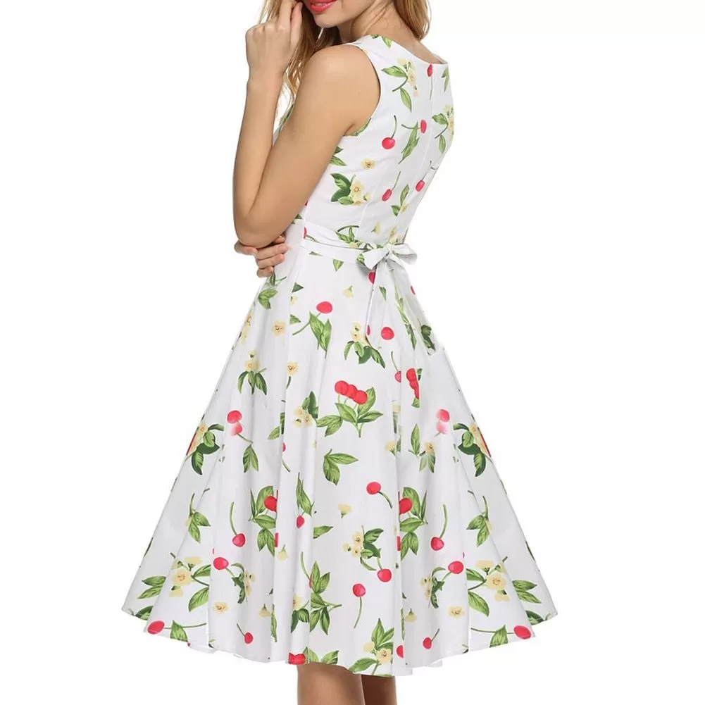 Cherry High Neck Sleeveless Dress