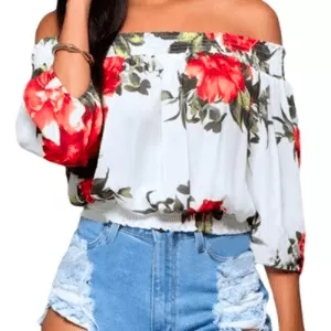 CHIFFON OFF-SHOULDER FLORAL TOP