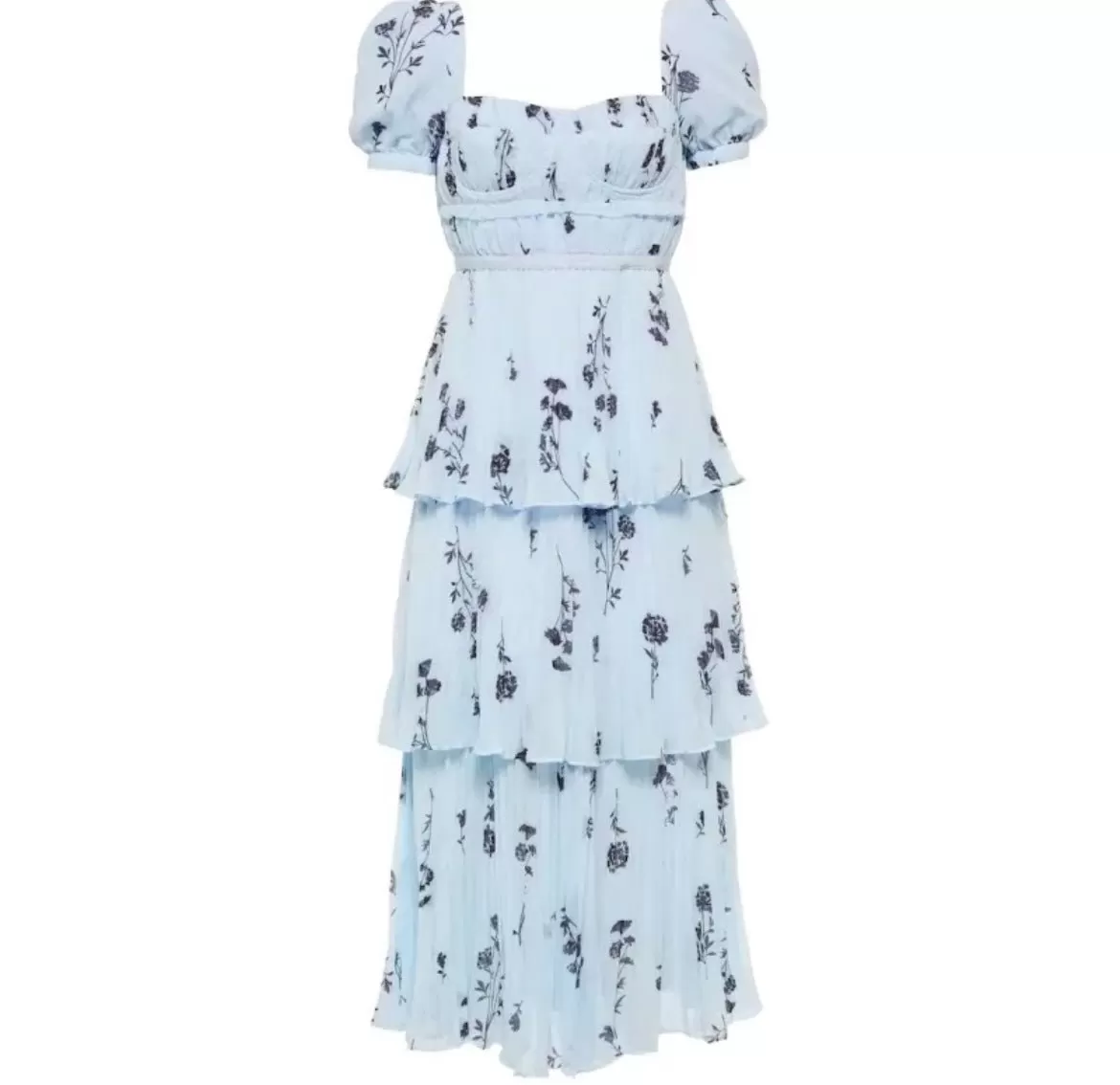 Chiffon print tier maxi dress