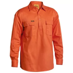 Closed Front Cotton Drill Long Sleeve Shirt