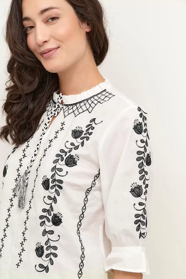 Cream Embroided River Blouse