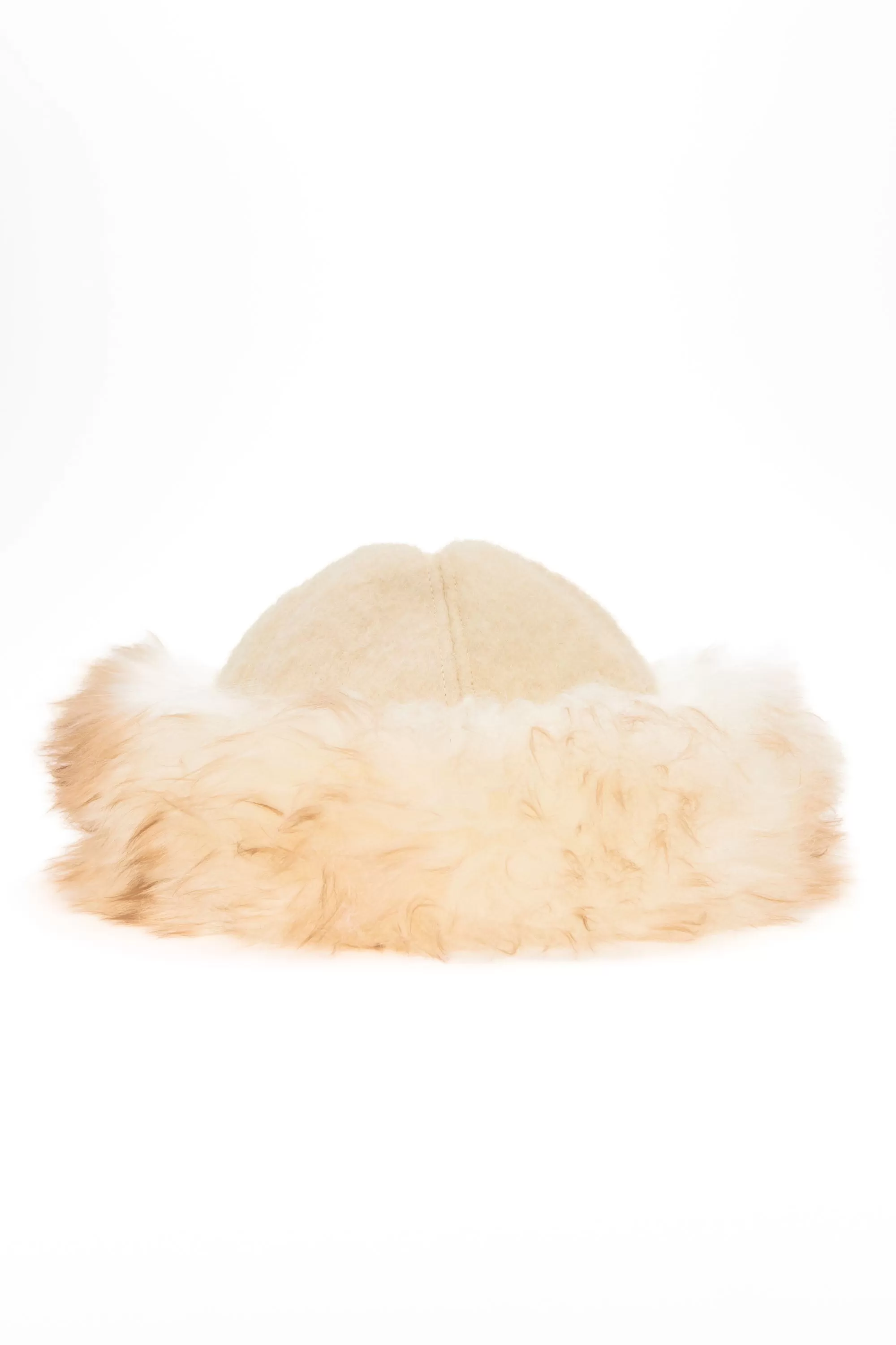 Cream Wool Shearling Hat