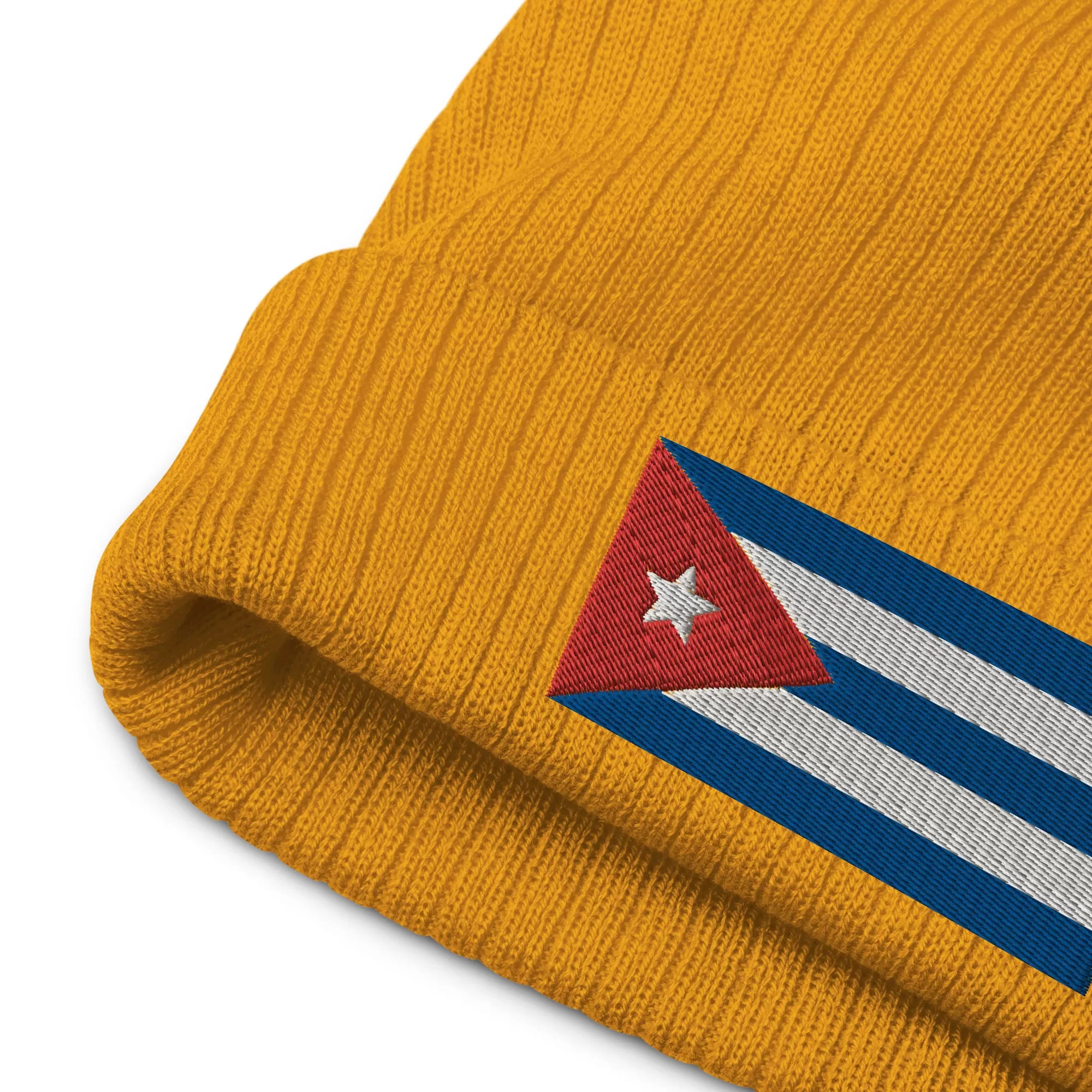 Cuban Clothing Style With Cuba Ribbed Knit Beanie / Premium Quality With Embroidered Cuba Flag / 8 Colors / Recycled Polyester