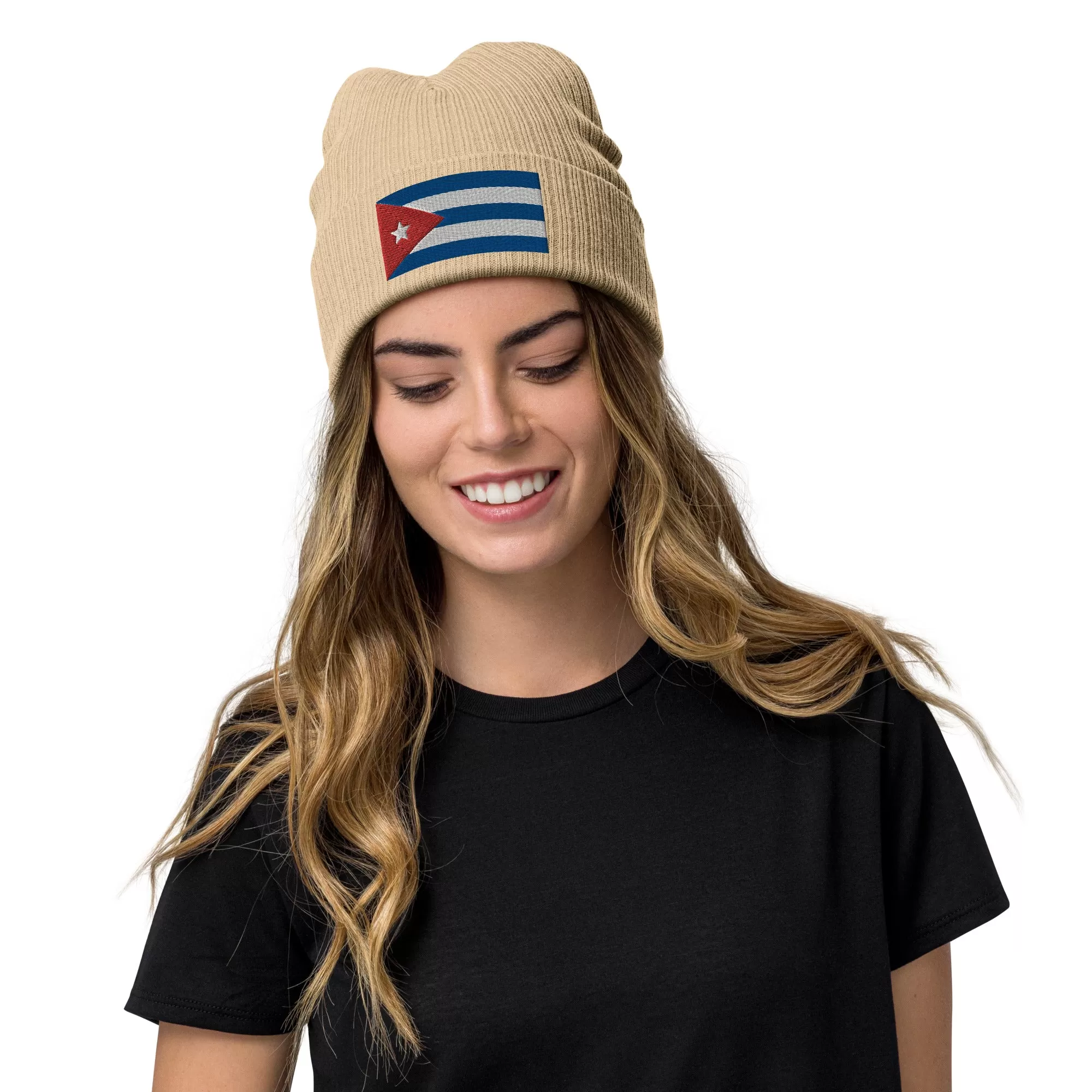 Cuban Clothing Style With Cuba Ribbed Knit Beanie / Premium Quality With Embroidered Cuba Flag / 8 Colors / Recycled Polyester