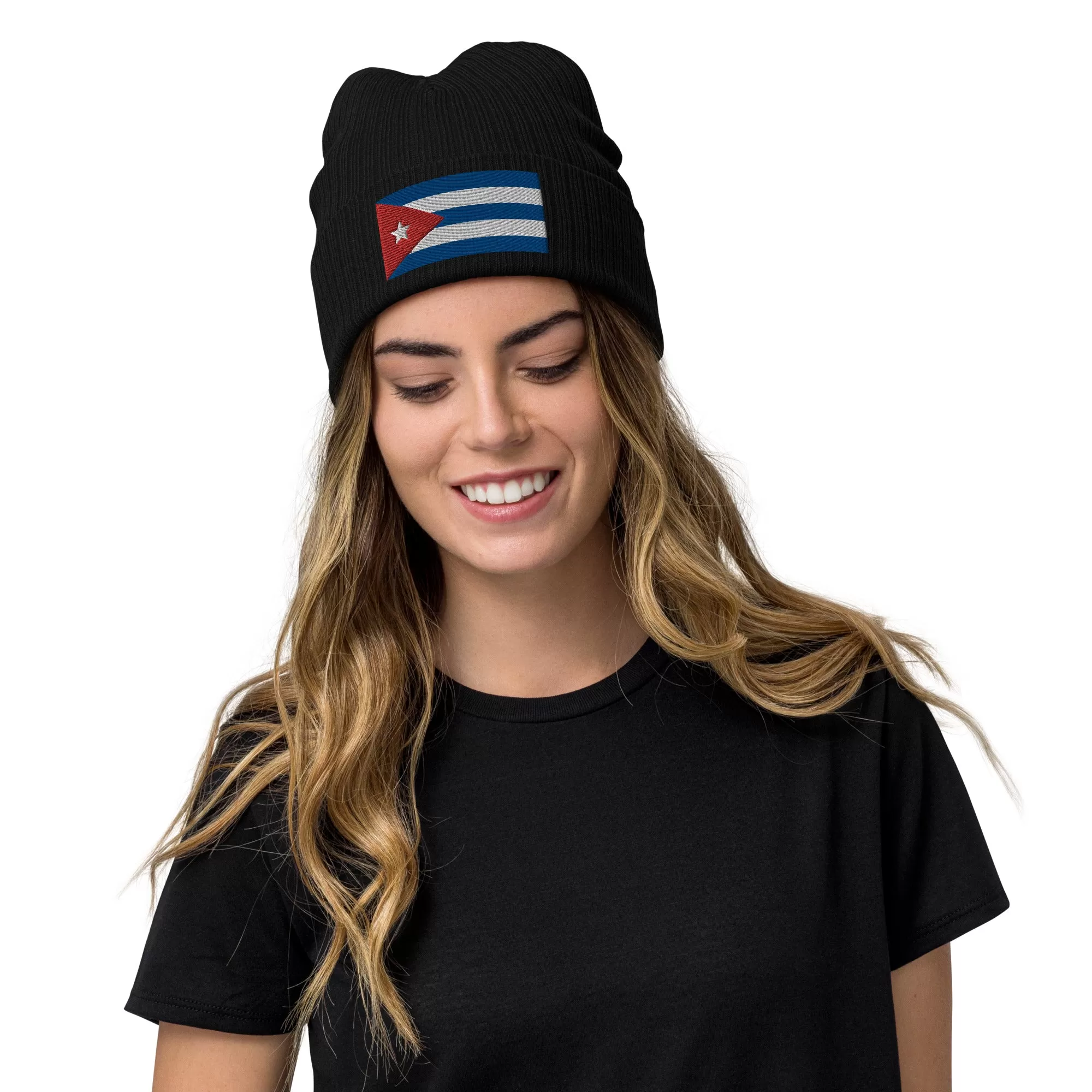 Cuban Clothing Style With Cuba Ribbed Knit Beanie / Premium Quality With Embroidered Cuba Flag / 8 Colors / Recycled Polyester