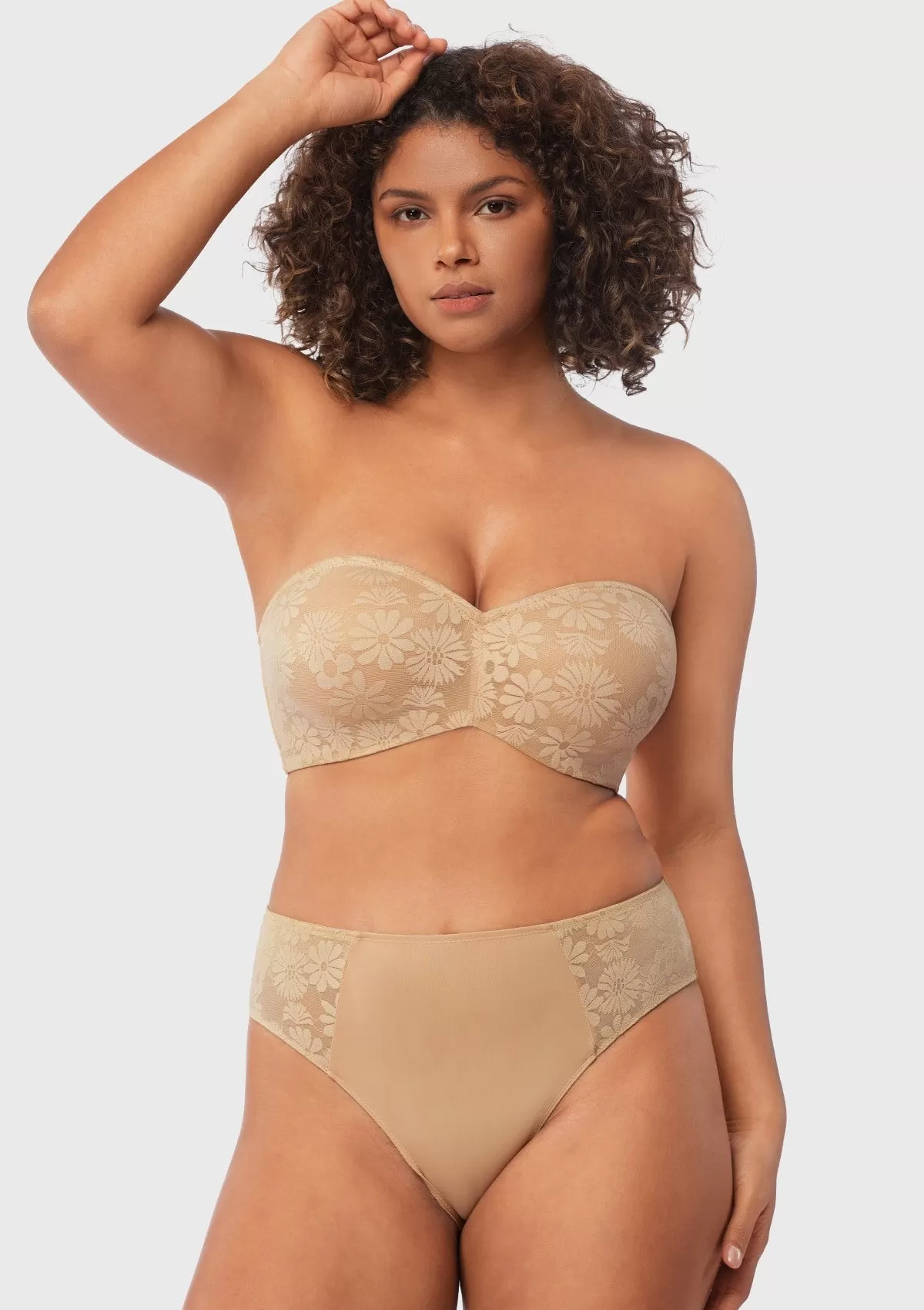 Daisy Lace Non-padded Strapless Minimizer Underwire Bra