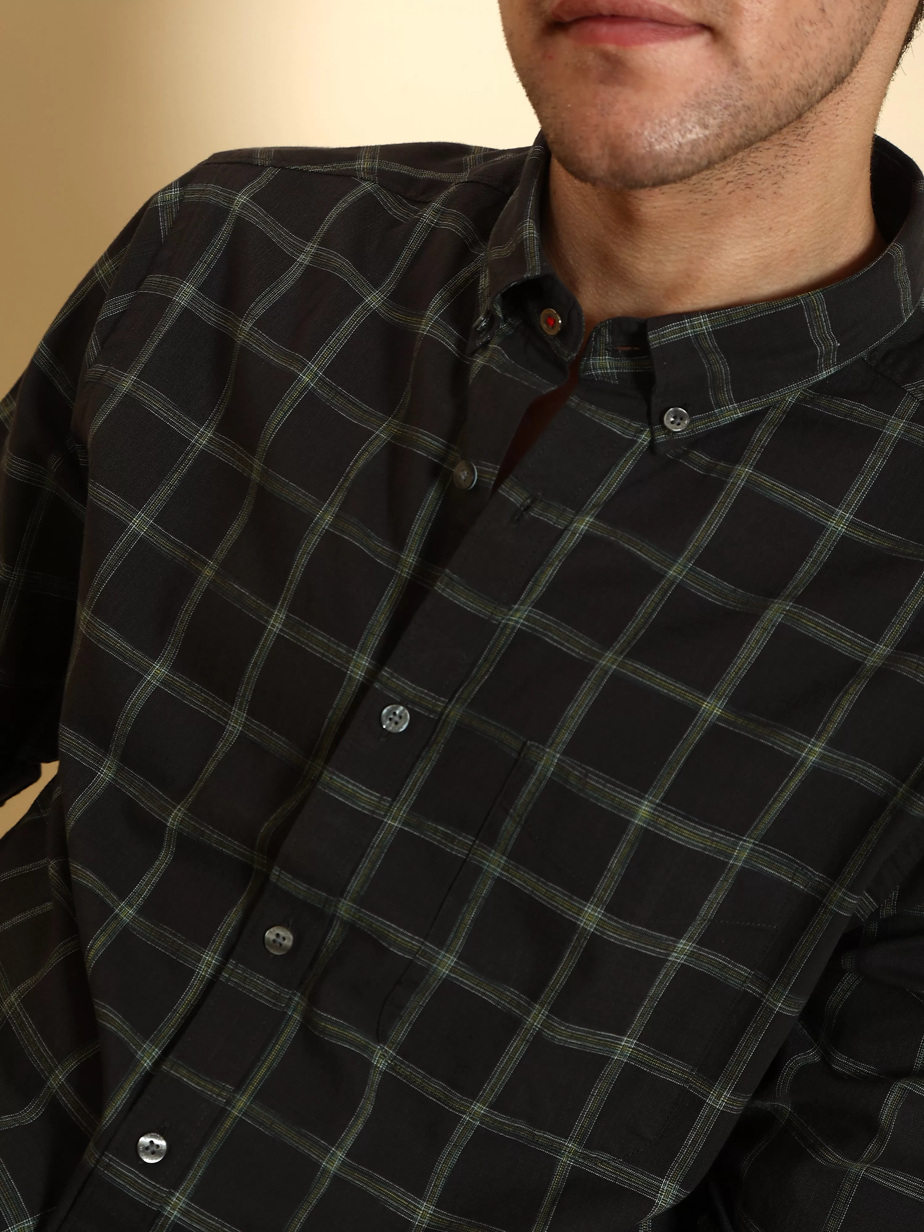 Dark Green Casual Full Sleeve Check Shirt