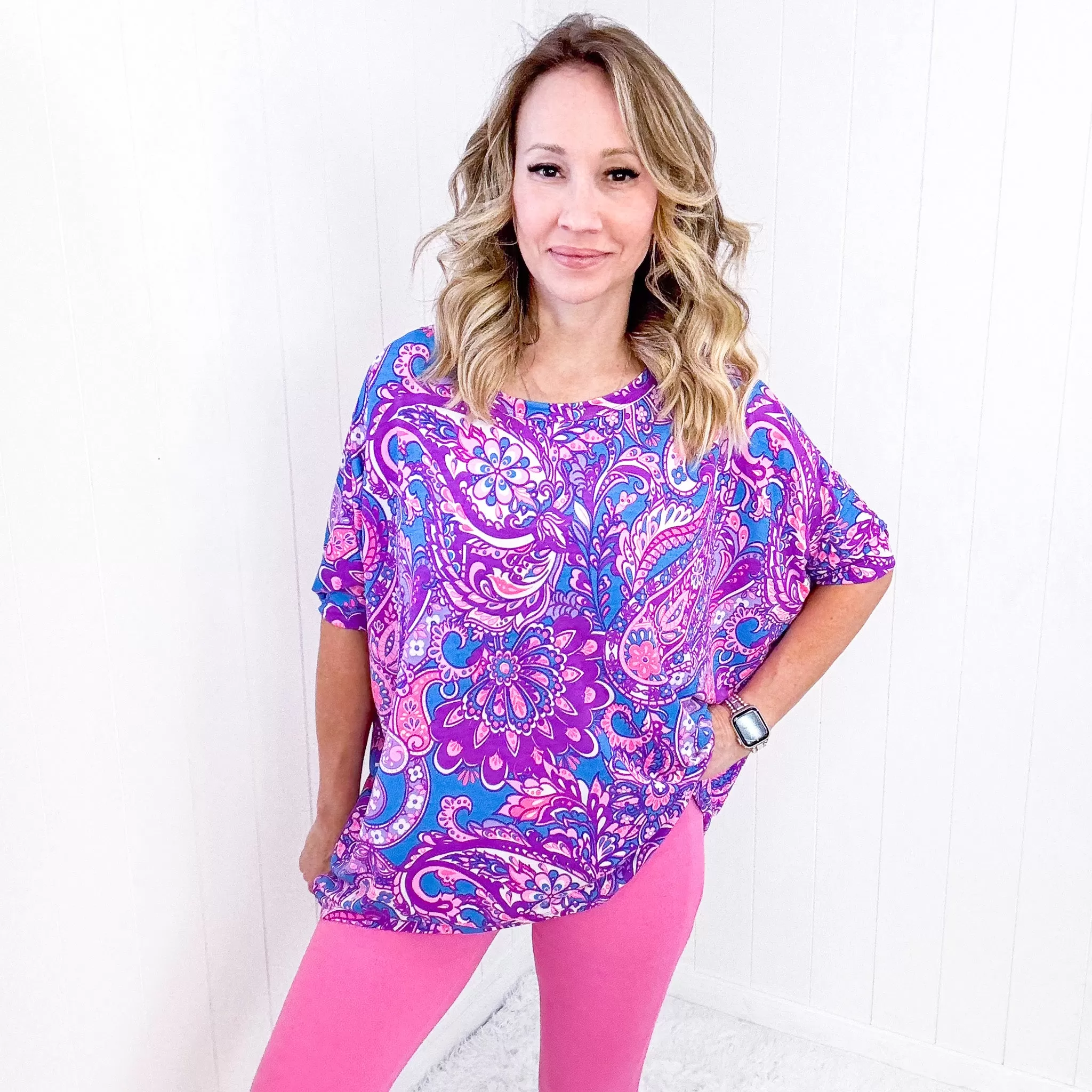 Dear Scarlett Essential Blouse in Purple Paisley